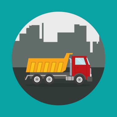 Kamyon tasarım. Ulaşım simgesi. İzole illüstrasyon