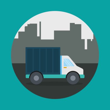 Kamyon tasarım. Ulaşım simgesi. İzole illüstrasyon