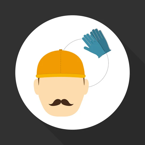 En construcción. suministros icono. ilustración del trabajador — Archivo Imágenes Vectoriales