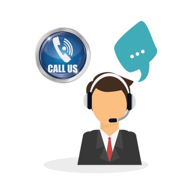 Merkezi tasarım ara. Müşteri Servisi simgesini. İzole illüstrasyon, vektör