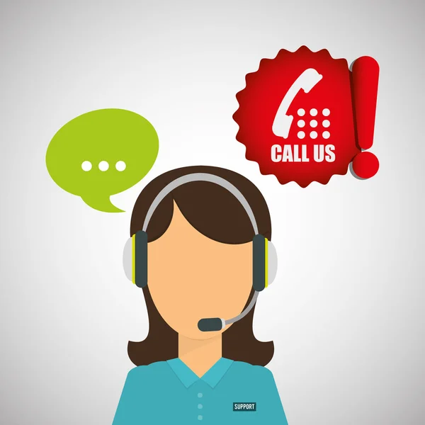 Diseño del centro de llamadas. icono de servicio al cliente. Ilustración aislada, vector — Vector de stock