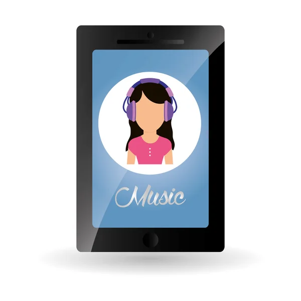 Ontwerp van de muziek. smartphone pictogram. Witte achtergrond, vector — Stockvector