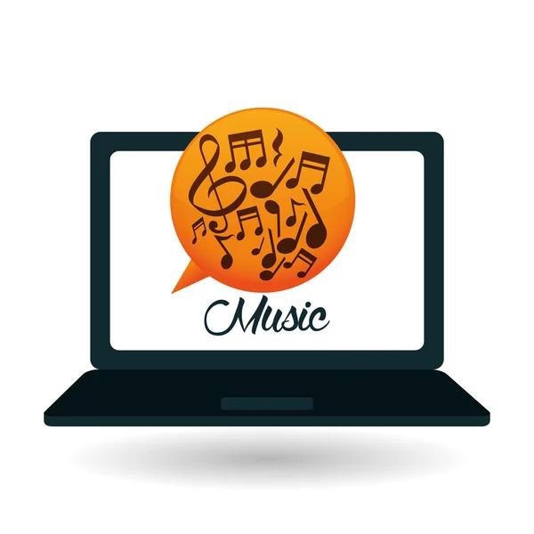 Design musical. ícone laptop. Fundo branco, vetor — Vetor de Stock