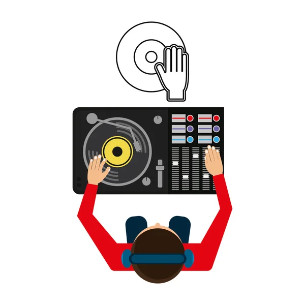 Diseño musical. Icono de DJ. Fondo blanco, vector — Archivo Imágenes Vectoriales