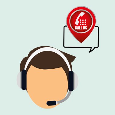 Merkezi tasarım ara. Müşteri Servisi simgesini. İzole illüstrasyon, vektör