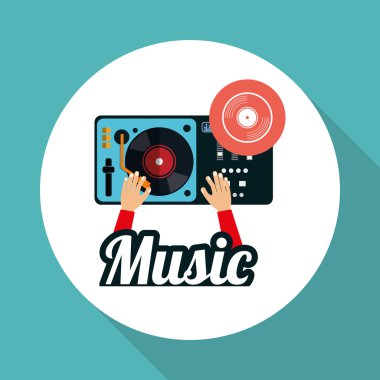 Müzik tasarımı. DJ simgesi. Beyaz arka plan, vektör