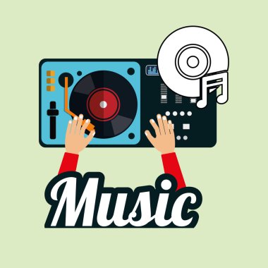 Müzik tasarımı. DJ simgesi. Beyaz arka plan, vektör