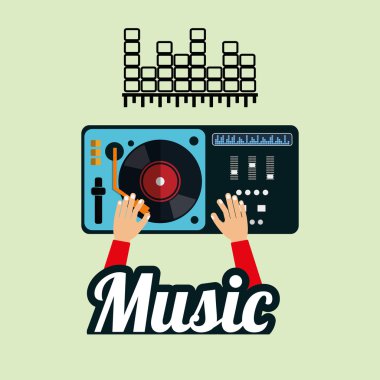 Müzik tasarımı. DJ simgesi. Beyaz arka plan, vektör