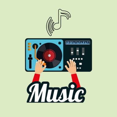 Müzik tasarımı. DJ simgesi. Beyaz arka plan, vektör