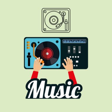 Müzik tasarımı. DJ simgesi. Beyaz arka plan, vektör