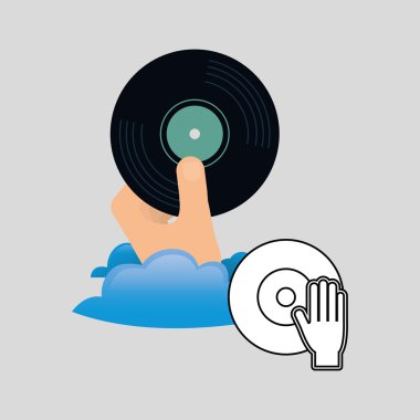 Müzik tasarımı. Vinil simgesi. Beyaz arka plan, vektör