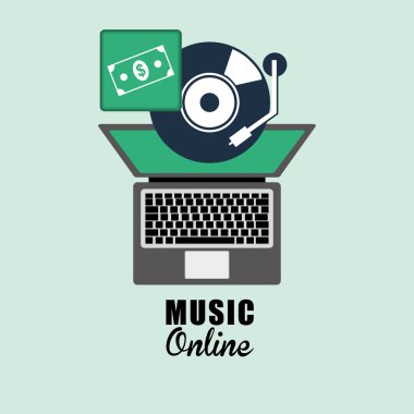 Müzik tasarımı. Online simgesi. İzole illüstrasyon, vektör grafiği