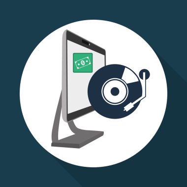 Müzik tasarımı. Online simgesi. İzole illüstrasyon, vektör grafiği