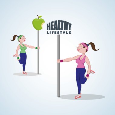 Sağlıklı yaşam tarzı tasarım. Welness simgesi. İzole illüstrasyon, vektör grafiği