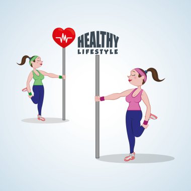 Sağlıklı yaşam tarzı tasarım. Welness simgesi. İzole illüstrasyon, vektör grafiği