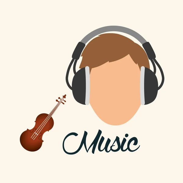 Music design. boy icon.  White background , vector — Stock Vector