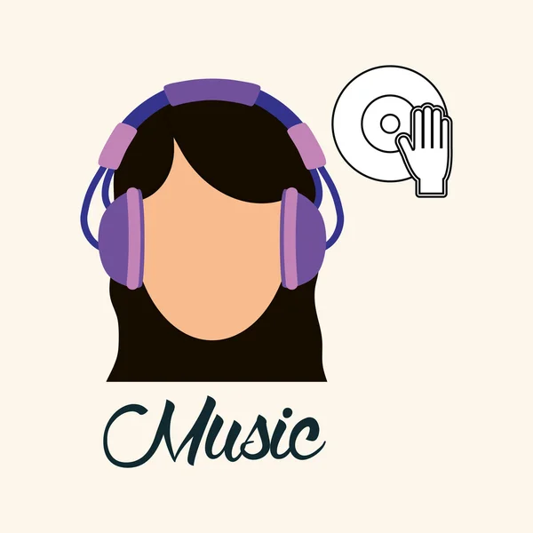 Diseño musical. icono de chica. Fondo blanco, vector — Archivo Imágenes Vectoriales