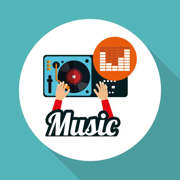 Diseño musical. Icono de DJ. Fondo blanco, vector — Vector de stock