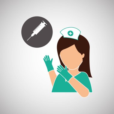 Tıbbi bakım tasarım. Hemşire simgesi. Beyaz arka plan, izole kötü