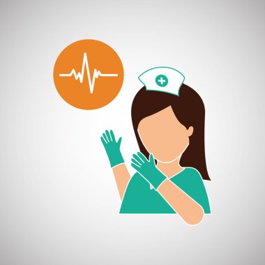 Tıbbi bakım tasarım. Hemşire simgesi. Beyaz arka plan, izole kötü