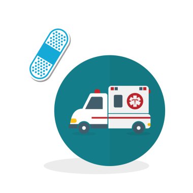Tıbbi bakım tasarım. Ambulans simgesi. Beyaz arka plan, izole
