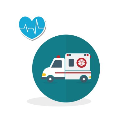 Tıbbi bakım tasarım. Ambulans simgesi. Beyaz arka plan, izole