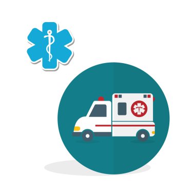 Tıbbi bakım tasarım. Ambulans simgesi. Beyaz arka plan, izole