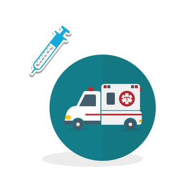 Tıbbi bakım tasarım. Ambulans simgesi. Beyaz arka plan, izole