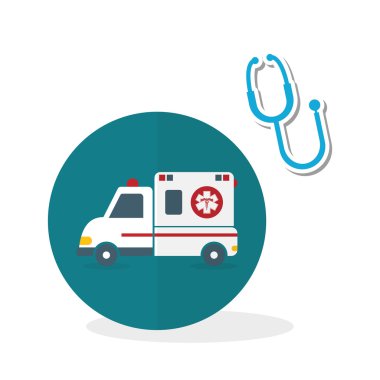 Tıbbi bakım tasarım. Ambulans simgesi. Beyaz arka plan, izole