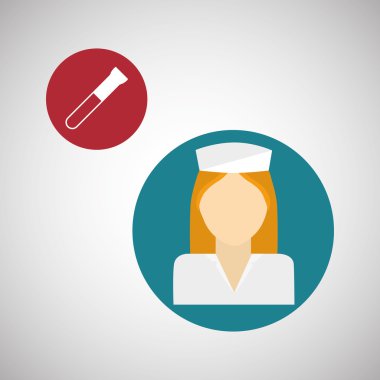 Tıbbi bakım tasarım. Hemşire simgesi. Beyaz arka plan, izole kötü