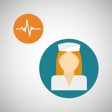 Tıbbi bakım tasarım. Hemşire simgesi. Beyaz arka plan, izole kötü