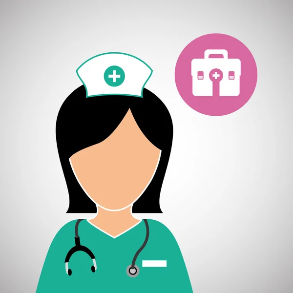 Zdravotní péče design. sestra ikona. Bílé pozadí, izolované špatně — Stockový vektor