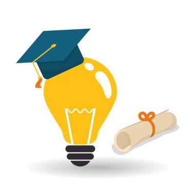 Eğitim tasarım. Üniversite simgesi. Derma ve izole illüstrasyon