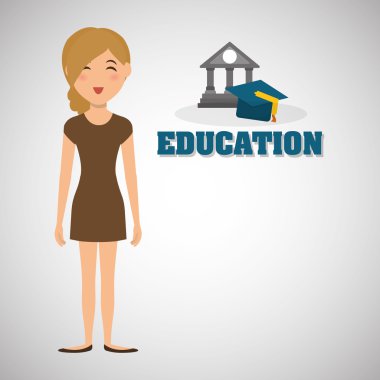 Eğitim tasarım. Üniversite simgesi. Derma ve izole illust