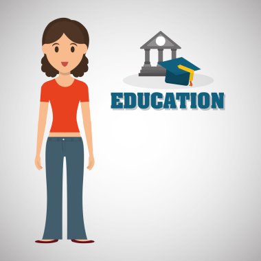 Eğitim tasarım. Üniversite simgesi. Derma ve izole illust