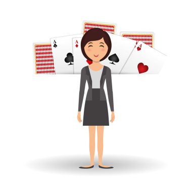 Casino tasarım. Kişi ve oyun simgesi. İzole illüstrasyon