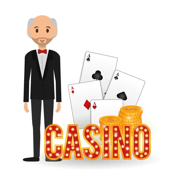 Casino design. Icône Personne et Jeu. Illustration isolée — Image vectorielle
