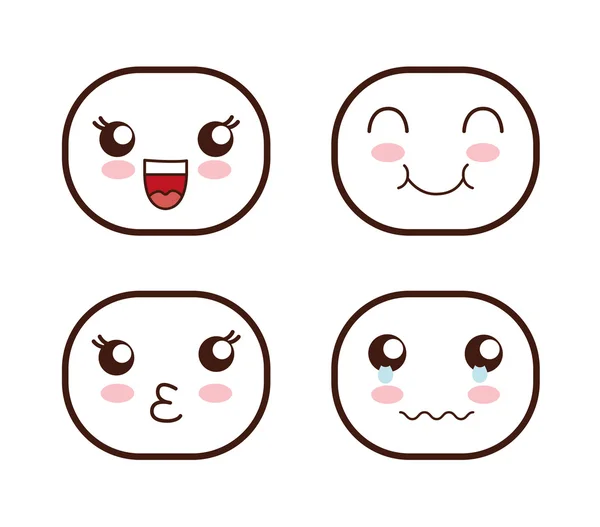 Kawaii emotions face set. Vector illustration. 23913407 Vector Art at  Vecteezy