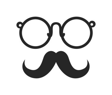 bıyık ve gözlük simgesi. Hipster stil kavramı, vektör grafisi