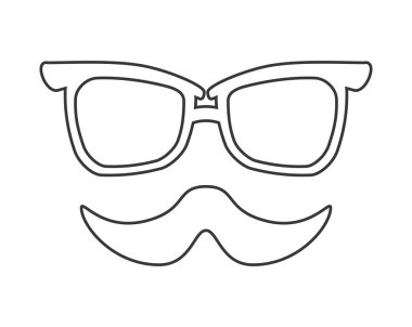 bıyık ve gözlük simgesi. Hipster stil kavramı, vektör grafisi