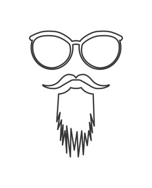 gözlük ve bıyık simgesi. Hipster tarzı kavramı, vektör grafik