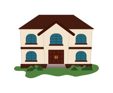 Aile Evi. Kapı ve pencereleri olan ev simgesi, izole grafik