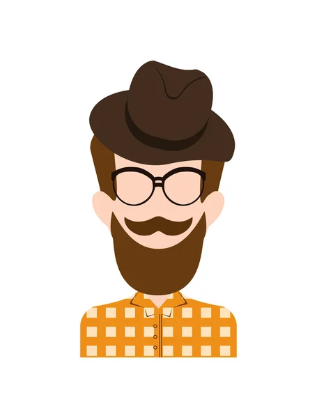 Man avatar pictogram. Hipster stijl concept, vectorafbeelding — Stockvector