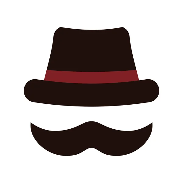 Icono de sombrero y bigote. Hipster concepto de estilo, gráfico vectorial — Vector de stock