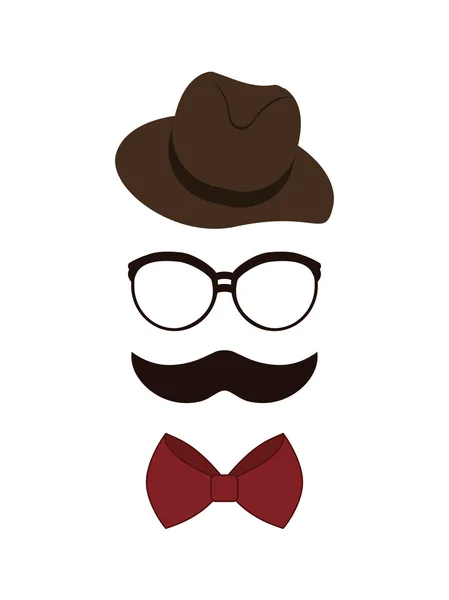 Chapeau, lunettes et icône de moustache. Concept de style Hipster, vecteur gr — Image vectorielle