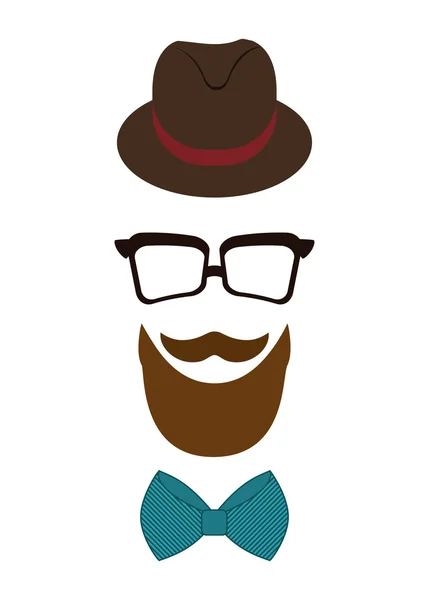 Sombrero, gafas e ícono del bigote. Hipster concepto de estilo, vector gr — Archivo Imágenes Vectoriales