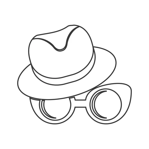 Icono de sombrero y gafas. Hipster concepto de estilo, gráfico vectorial — Archivo Imágenes Vectoriales