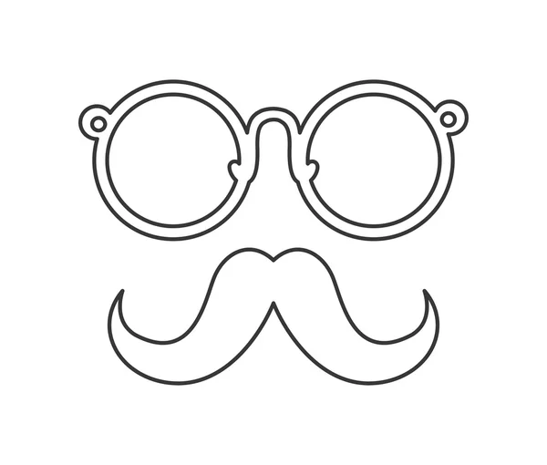 口ひげと眼鏡のアイコン。ヒップスタースタイルコンセプト、ベクトルグラフィ — ストックベクタ