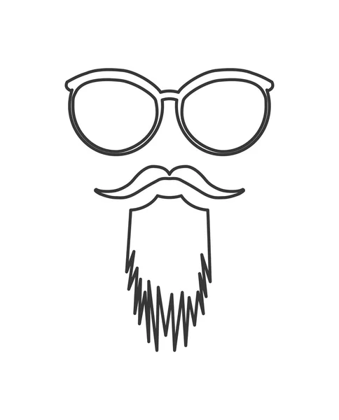 Gafas y bigote icono. Hipster concepto de estilo, gráfico vectorial — Vector de stock