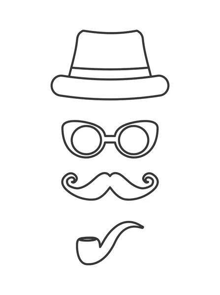 Hoed, bril en snor icoon. Hipster stijl concept, Vector gr — Stockvector